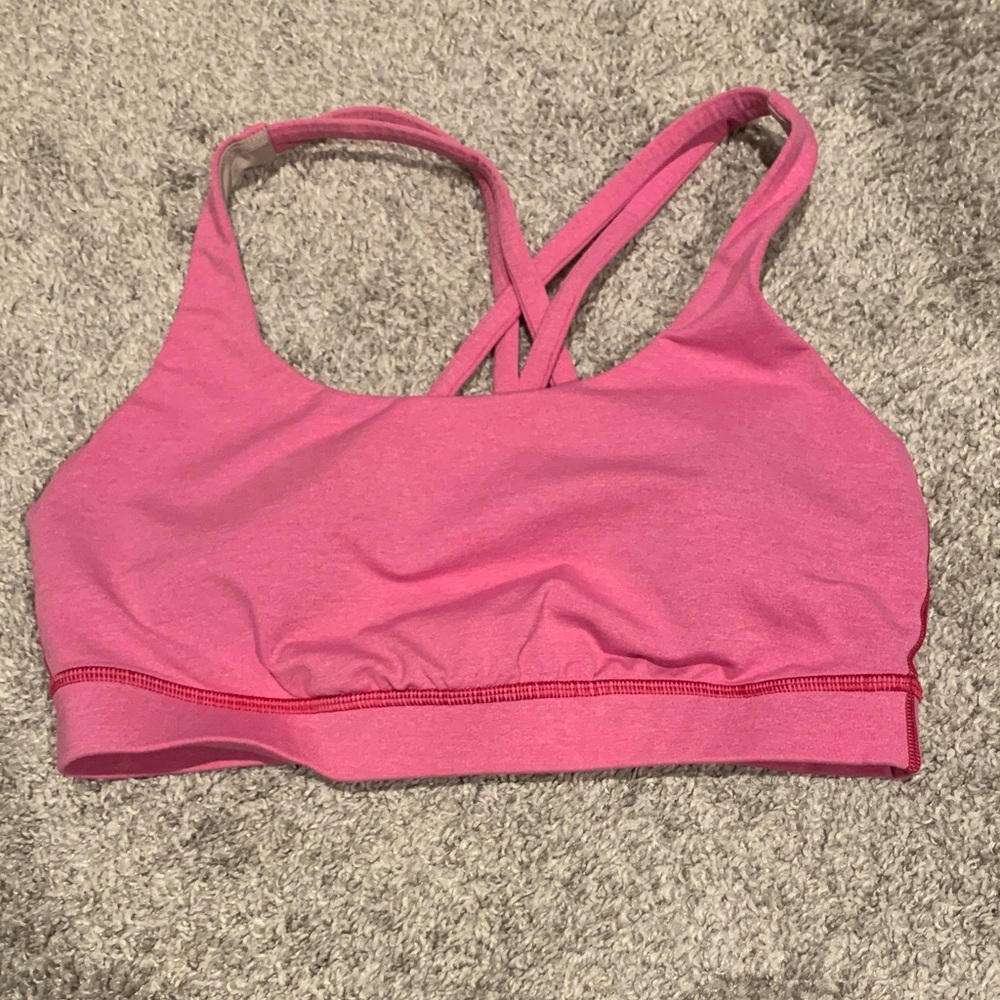 Pink Strappy Sports Bra